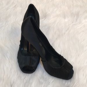 ALDO SATIN PEEP TOE HEELS